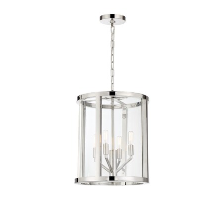 Crystorama Libby Langdon For  Devon 4 Light Polished Nickel Lantern DEV-B8004-PN